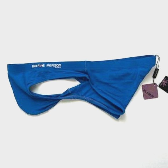"Brave Person" Men's Swim Bikini Brief - Blue (BP9791-BL) Contoured Pouch - Picture 7 of 10